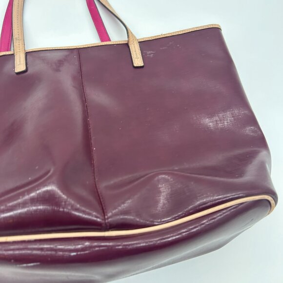 Coach Park Metro Patent Leather Large Tote Handbag Burgundy Red J1371-F25028 - Picture 2 of 16